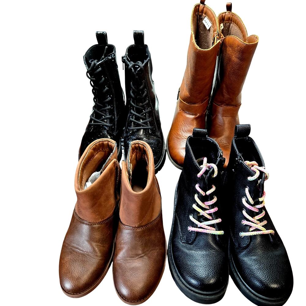 OshKosh + More Gir'l Size 1 1.5 Ankle Combat Boots Shoes Bulk Lot of 4  1 1/2
